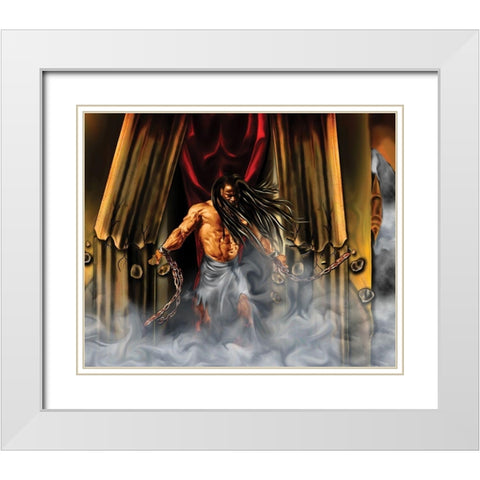 Samson in the Temple White Modern Wood Framed Art Print with Double Matting by Unknown