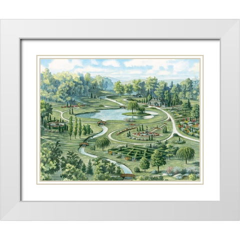 Estate Gardens White Modern Wood Framed Art Print with Double Matting by Unknown