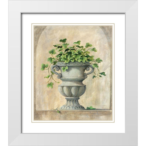 Urn II White Modern Wood Framed Art Print with Double Matting by Unknown