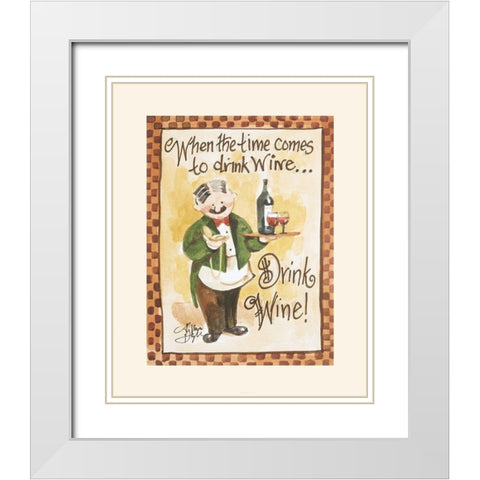Drink Wine White Modern Wood Framed Art Print with Double Matting by Unknown