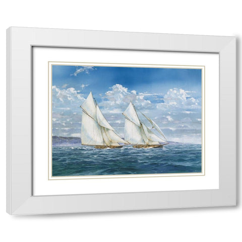 Sloops and Sail II White Modern Wood Framed Art Print with Double Matting by Unknown