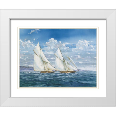 Sloops and Sail II White Modern Wood Framed Art Print with Double Matting by Unknown