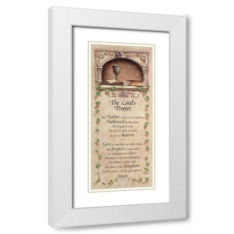 Lords Prayer White Modern Wood Framed Art Print with Double Matting by Unknown