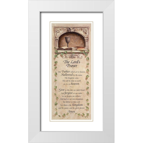 Lords Prayer White Modern Wood Framed Art Print with Double Matting by Unknown