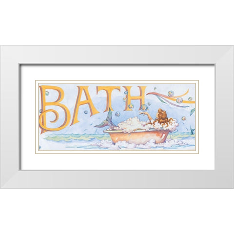 Mermaid Bath White Modern Wood Framed Art Print with Double Matting by Unknown