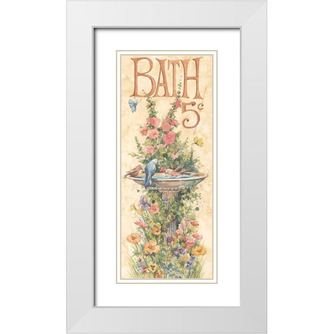 Bird Bath White Modern Wood Framed Art Print with Double Matting by Unknown