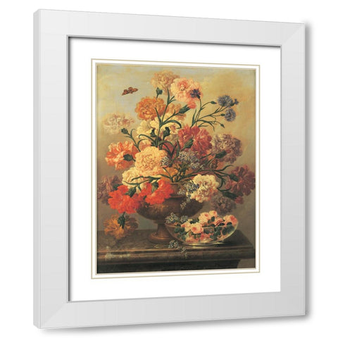 Classic Floral White Modern Wood Framed Art Print with Double Matting by Unknown