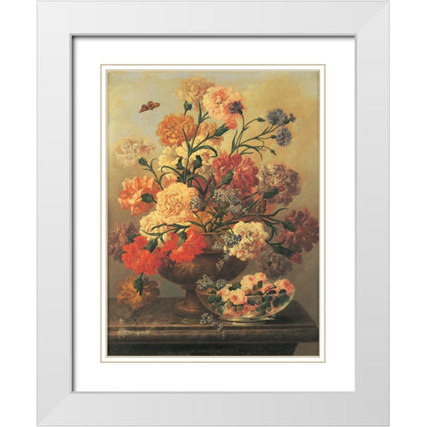 Classic Floral White Modern Wood Framed Art Print with Double Matting by Unknown
