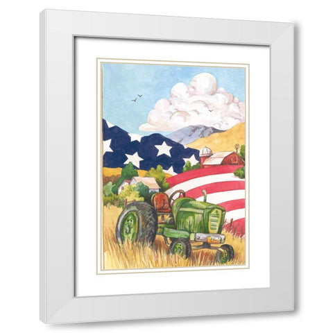 American Tractor White Modern Wood Framed Art Print with Double Matting by Unknown