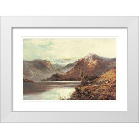 Mountain Pasture White Modern Wood Framed Art Print with Double Matting by Unknown