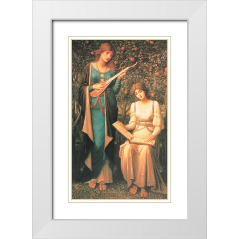Two Women White Modern Wood Framed Art Print with Double Matting by Unknown