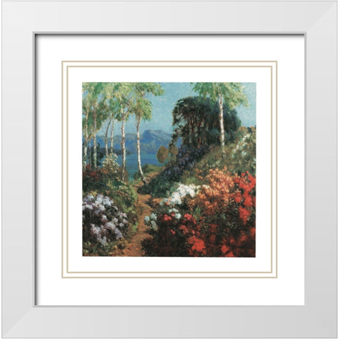Bay Garden White Modern Wood Framed Art Print with Double Matting by Unknown