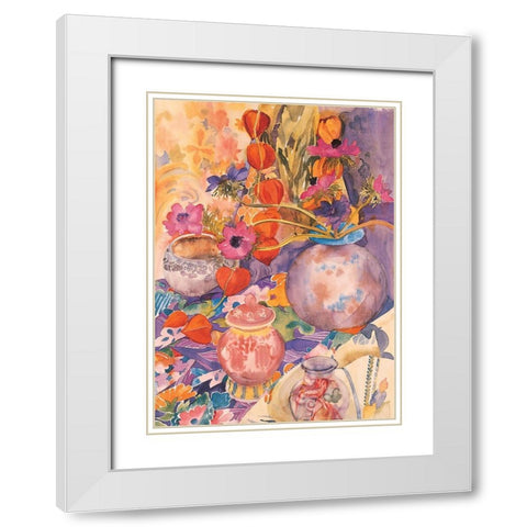 Floral Pandemonium II White Modern Wood Framed Art Print with Double Matting by Unknown