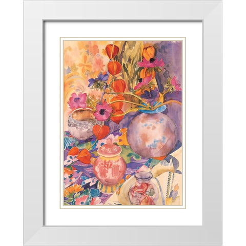 Floral Pandemonium II White Modern Wood Framed Art Print with Double Matting by Unknown