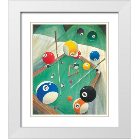 Billiards II White Modern Wood Framed Art Print with Double Matting by Unknown