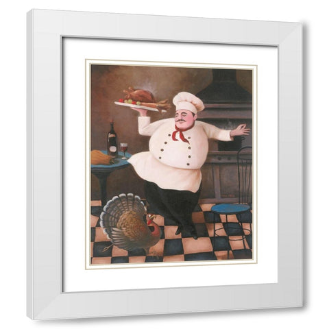 Thanksgiving Chef II White Modern Wood Framed Art Print with Double Matting by Unknown