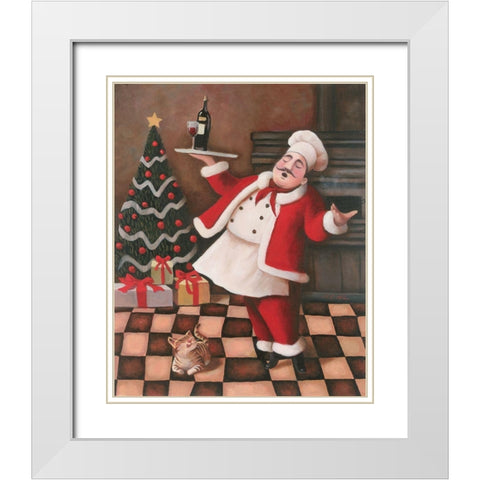 Christmas Chef II White Modern Wood Framed Art Print with Double Matting by Unknown