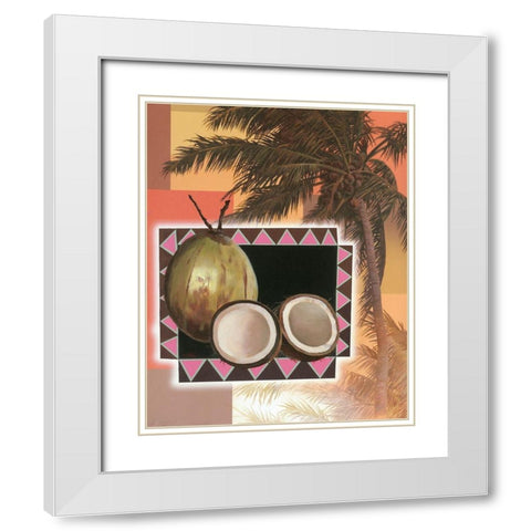 Coconut Tree White Modern Wood Framed Art Print with Double Matting by Unknown