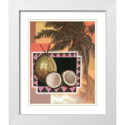 Coconut Tree White Modern Wood Framed Art Print with Double Matting by Unknown