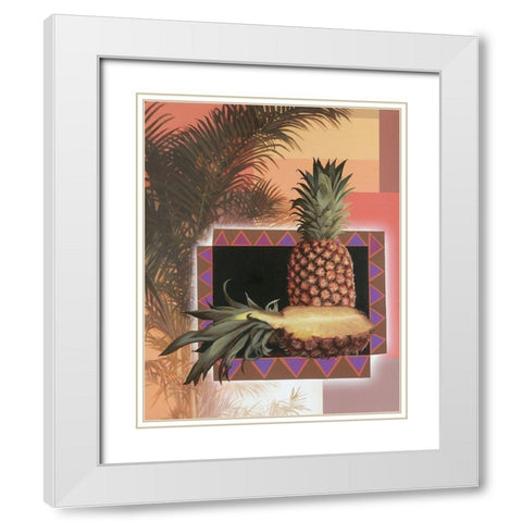 Pineapple Tree White Modern Wood Framed Art Print with Double Matting by Unknown