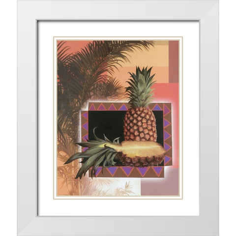 Pineapple Tree White Modern Wood Framed Art Print with Double Matting by Unknown