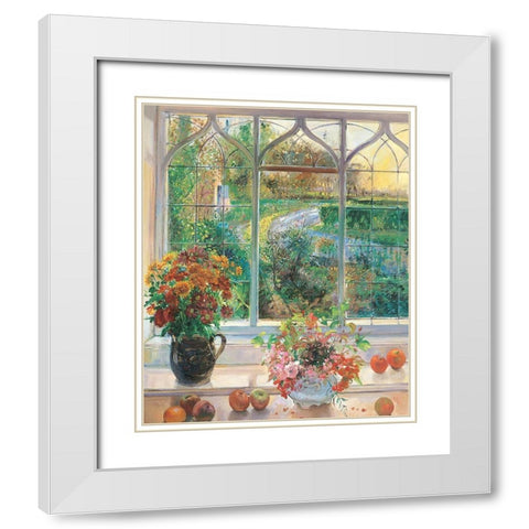 Garden Window White Modern Wood Framed Art Print with Double Matting by Unknown