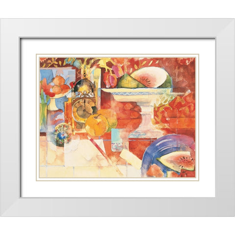 Watermelon Collage White Modern Wood Framed Art Print with Double Matting by Unknown