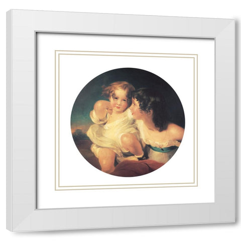 Two Sisters White Modern Wood Framed Art Print with Double Matting by Unknown