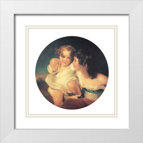 Two Sisters White Modern Wood Framed Art Print with Double Matting by Unknown