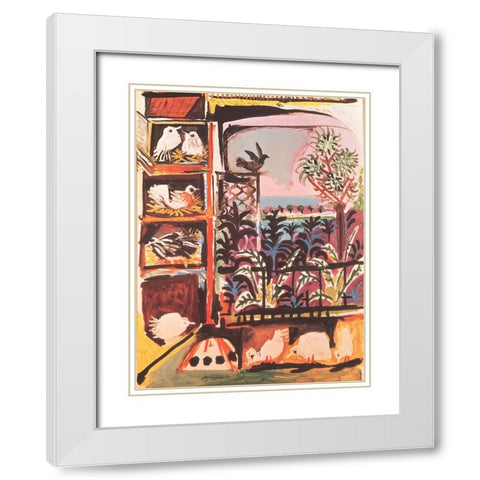 Chicks White Modern Wood Framed Art Print with Double Matting by Unknown