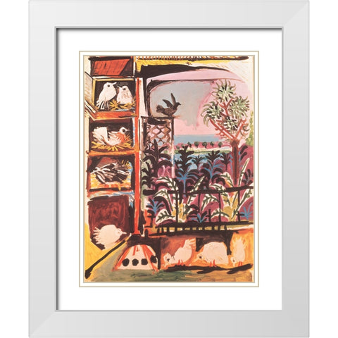 Chicks White Modern Wood Framed Art Print with Double Matting by Unknown