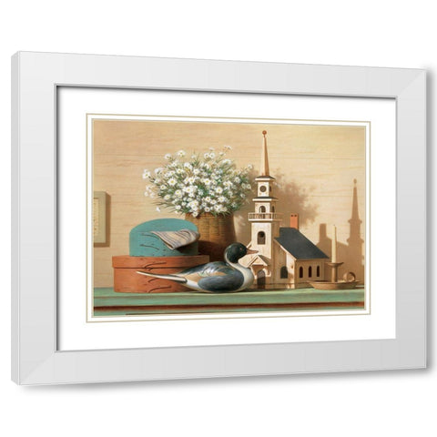 Decoy on Shelf White Modern Wood Framed Art Print with Double Matting by Unknown