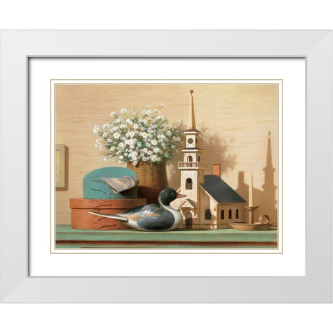 Decoy on Shelf White Modern Wood Framed Art Print with Double Matting by Unknown