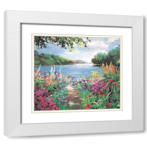 Kakeside Flowers II White Modern Wood Framed Art Print with Double Matting by Unknown
