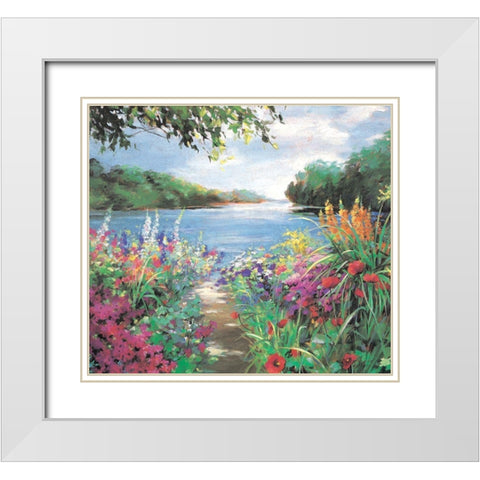 Kakeside Flowers II White Modern Wood Framed Art Print with Double Matting by Unknown