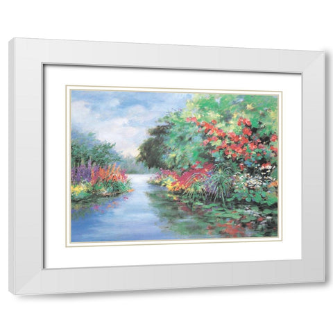 Lakeside Gardens White Modern Wood Framed Art Print with Double Matting by Unknown