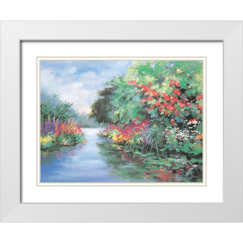 Lakeside Gardens White Modern Wood Framed Art Print with Double Matting by Unknown