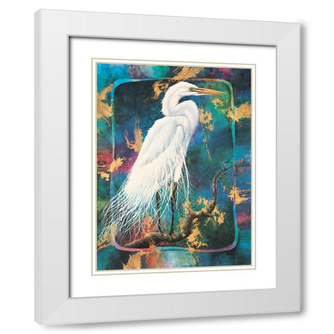 Heron II White Modern Wood Framed Art Print with Double Matting by Unknown
