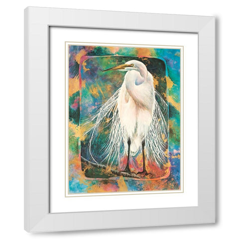 Heron II White Modern Wood Framed Art Print with Double Matting by Unknown