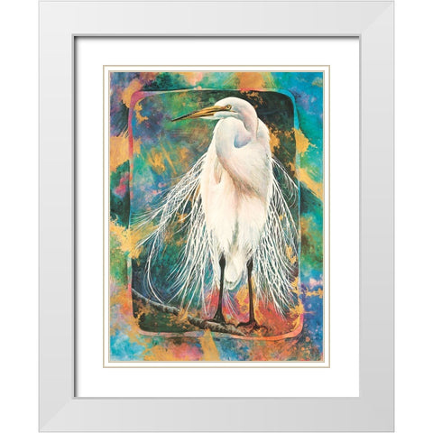 Heron II White Modern Wood Framed Art Print with Double Matting by Unknown