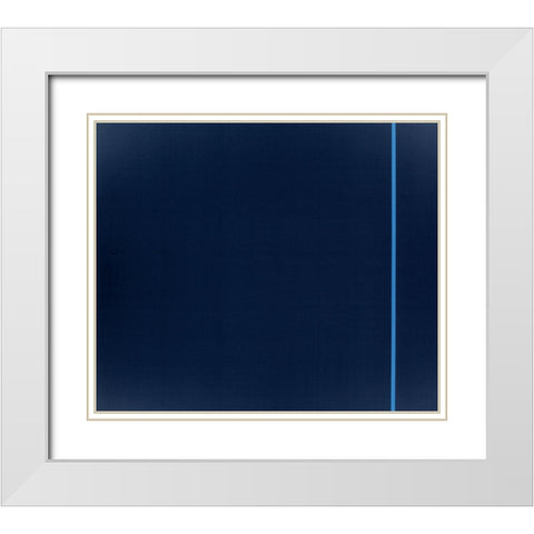 Blue Thin Line White Modern Wood Framed Art Print with Double Matting by Unknown