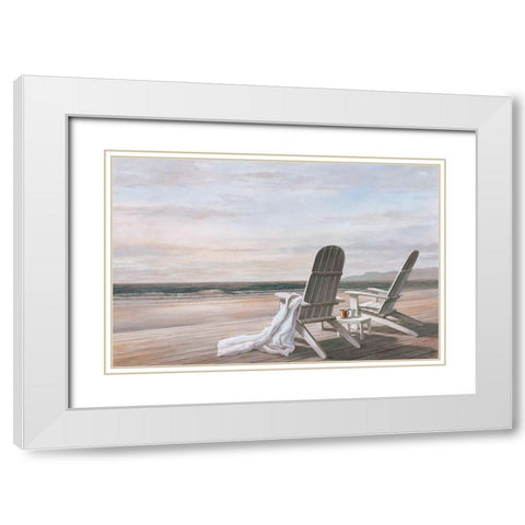 Coffee on the Beach II White Modern Wood Framed Art Print with Double Matting by Unknown