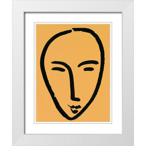 Yellow Face White Modern Wood Framed Art Print with Double Matting by Unknown