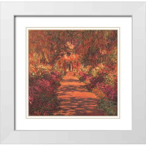 Forest Trail White Modern Wood Framed Art Print with Double Matting by Unknown