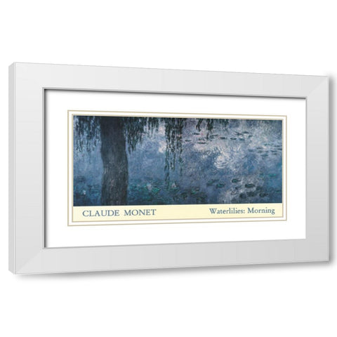 Waterlilies White Modern Wood Framed Art Print with Double Matting by Monet, Claude