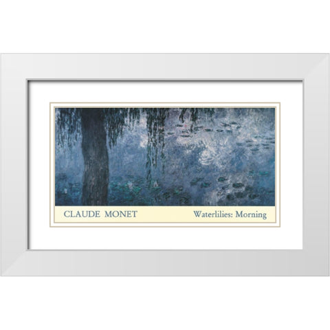 Waterlilies White Modern Wood Framed Art Print with Double Matting by Monet, Claude