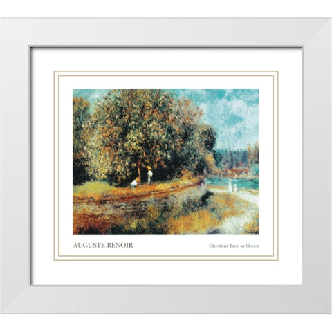 Chestnut Tree White Modern Wood Framed Art Print with Double Matting by Renoir, Pierre-Auguste