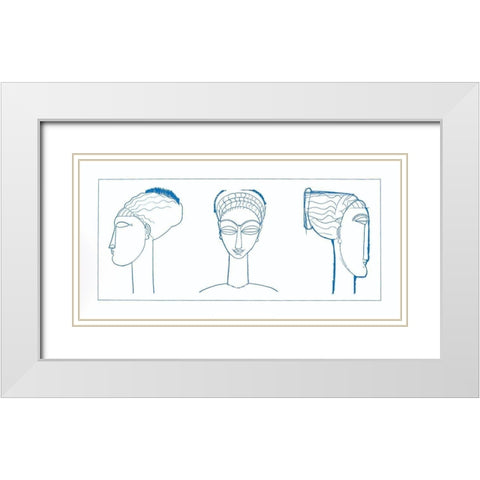 Blue Face White Modern Wood Framed Art Print with Double Matting by Unknown