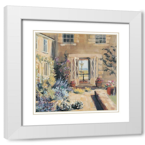 Courtyard White Modern Wood Framed Art Print with Double Matting by Unknown