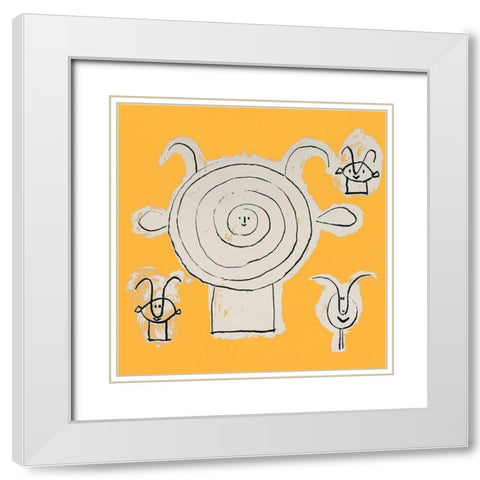 Ants White Modern Wood Framed Art Print with Double Matting by Unknown